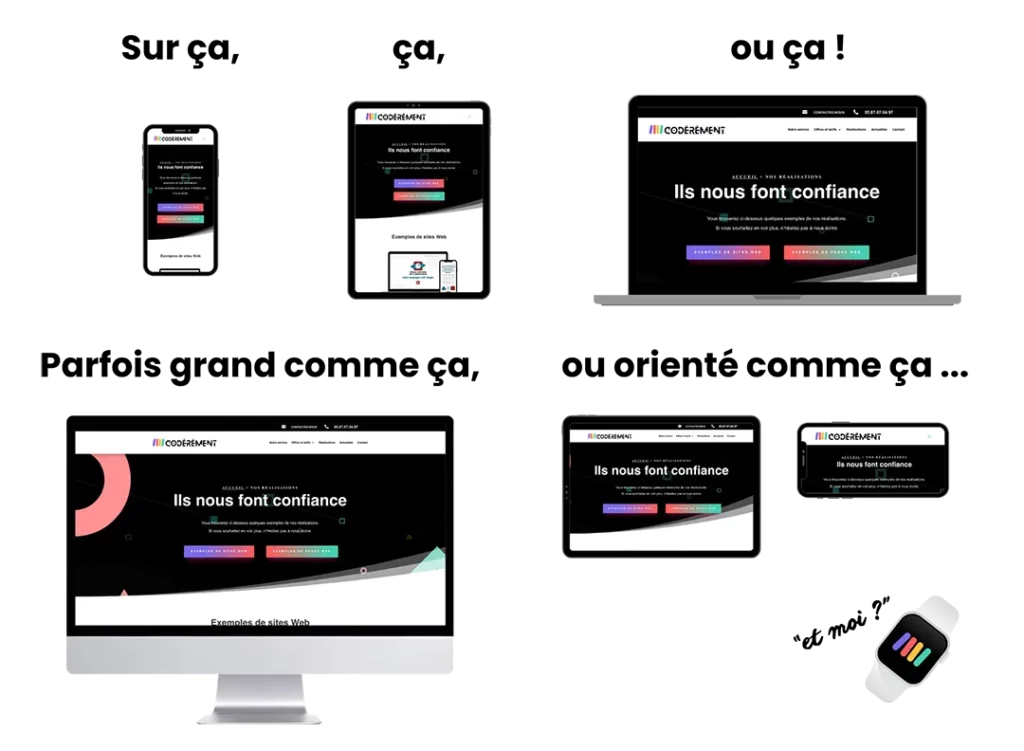 Visuel montrant différents types d'écrans, PC, tablettes et mobiles